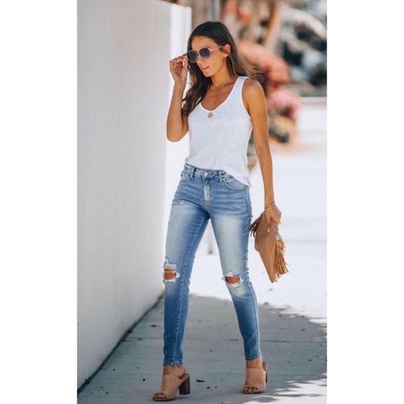 NWT Kancan Mid Rise Destroyed Super Skinny Jeans - Picture 8 of 13